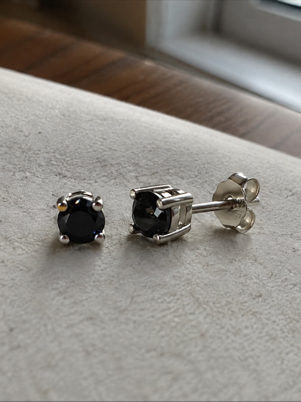 925 Sterling Silver Black Moissanite 3mm Stud Earrings D VVS1 Unisex .3 Carat